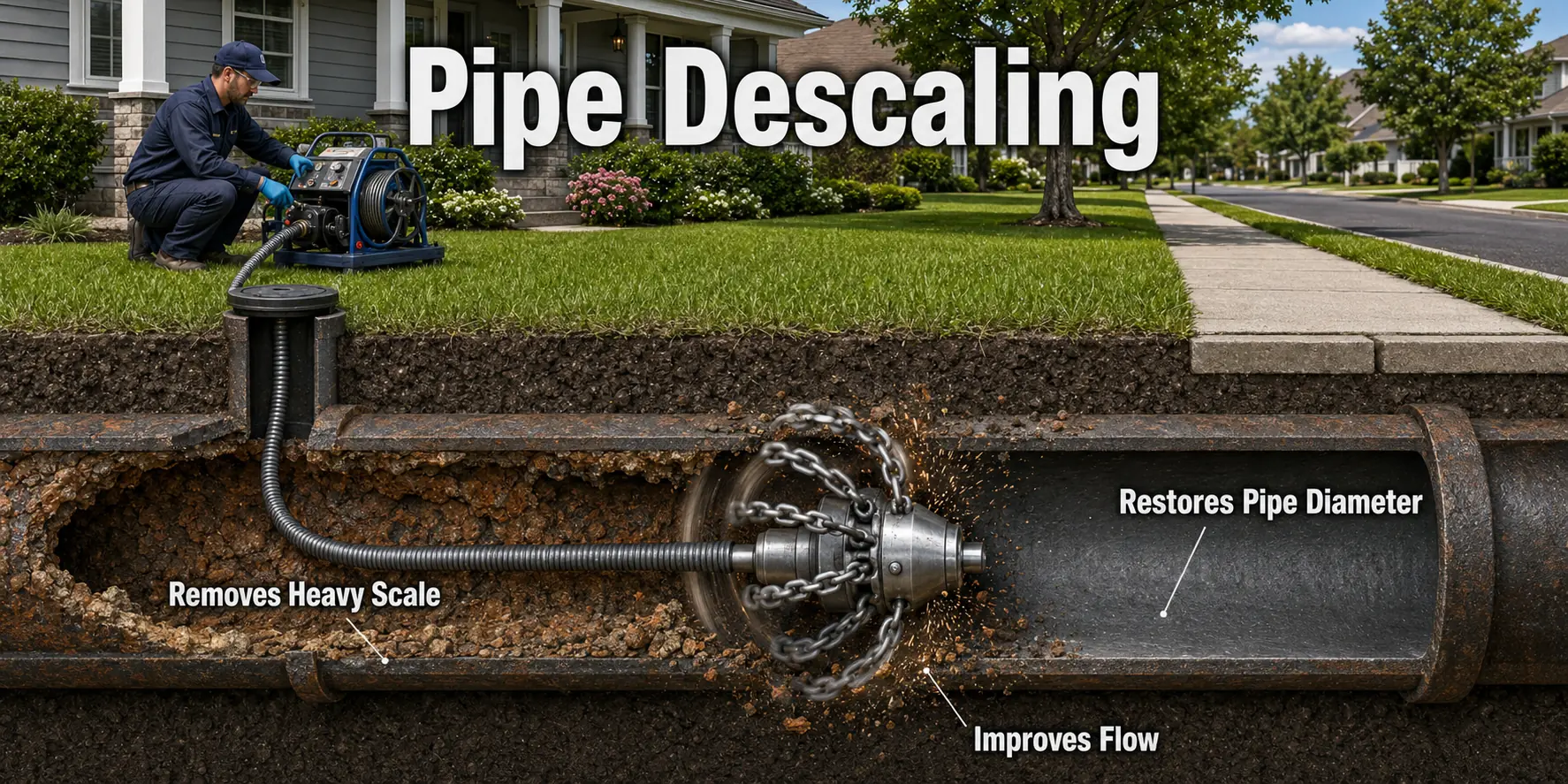 Loudoun County Virginia Cast Iron Sewer Pipe Descaling